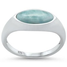 Natural Larimar Design .925 Sterling Silver Ring