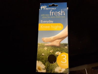 Pretty Polly Fresh 3 Paar One Size kaum schwarz 15 DEN Alltag Kniestrümpfe
