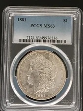 1881 Morgan Silver Dollar PCGS MS63