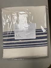 Pottery Barn Riviera Stripe Panel Drape Cotton Lined Navy Blue 50x 96" P453