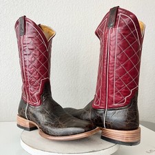 Rod Patrick Cowboy Boots Brown Mocha Bison Leather Western Square Toe 14.5AA