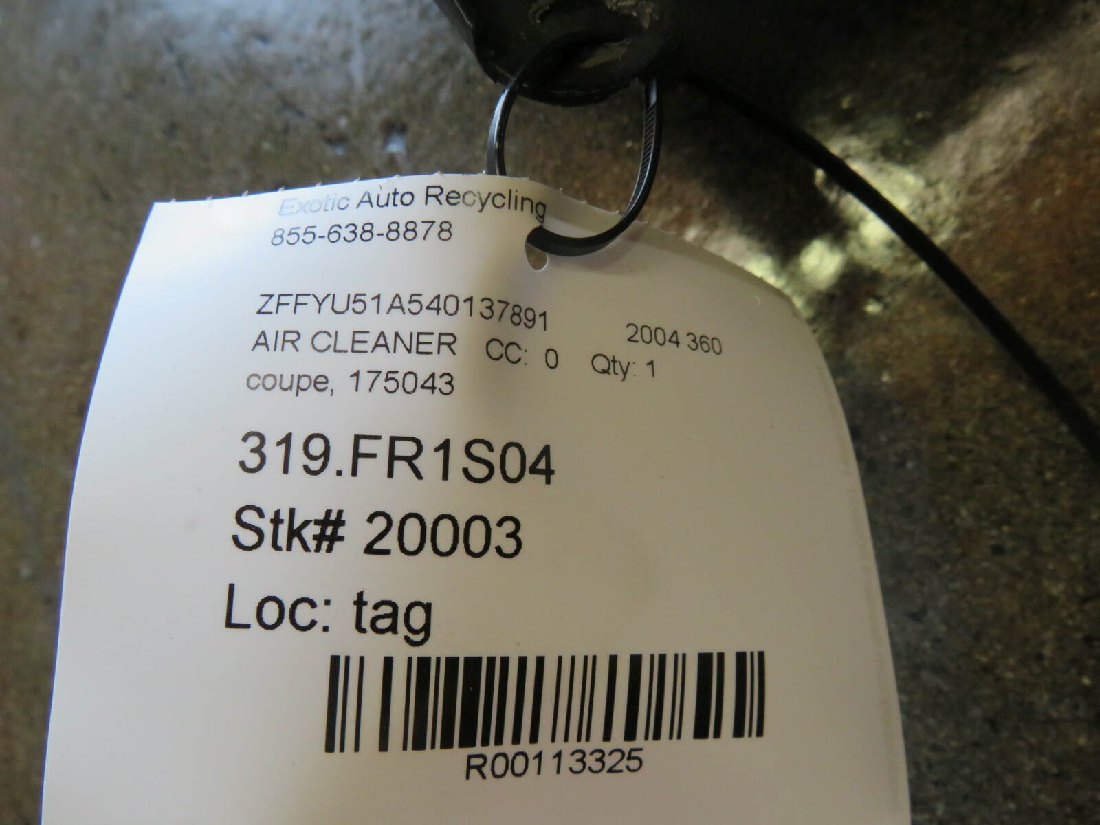 Ferrari 360 Coupe, Air Cleaner Box, Used, P/N 175043