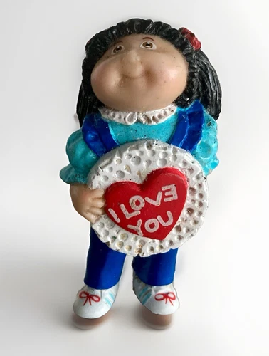 VTG Cabbage Patch Figure - Blue I Love You (1984 Hong Kong) Mini Black Hair