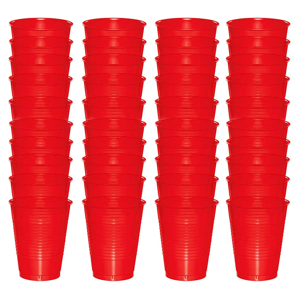 64 Count Disposable Plastic Cups Red Party Cups Strong Sturdy Red Reusable  16oz