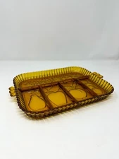 Indiana Glass Amber Divided Vintage 5 Part Relish Serving Dish Fruit Design
