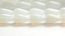 13x7mm White Opal Czech Teardrop Glass Beads 20 