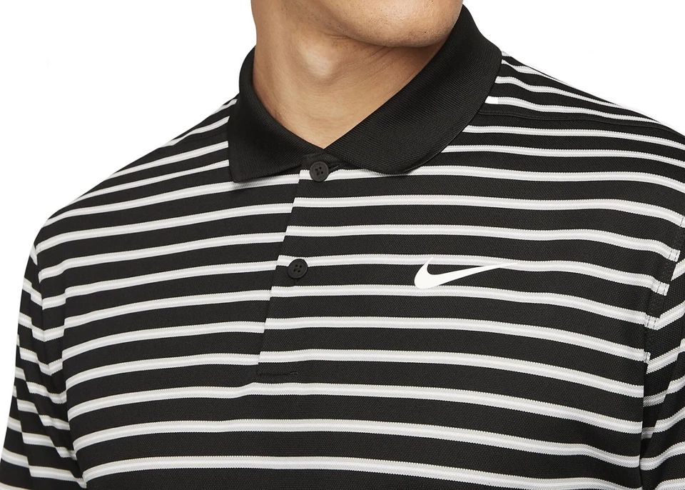Nike Men's Dri-Fit Victory Golf Striped Polo Shirt in Black/White, DH0829-010 - Image 4 of 4