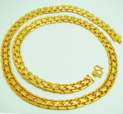 Men's Heavy Band Chain 22k 23k 24k Thai Baht Gold Plated Necklace