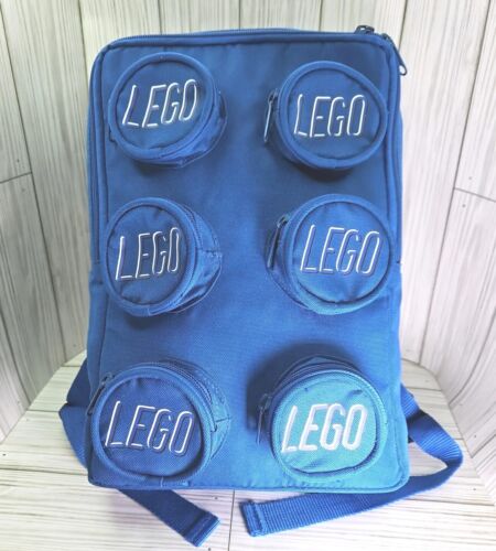Lego Brick Shaped Backpack Great Condition Blue Kids Tote Bag  12” x 8" x 4" - Afbeelding 1 van 10