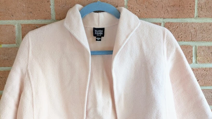 复古 Eileen Fisher 女式开衫尺寸 PP 开放式羊毛羊绒开衫豪华 — 第 3/4 张图片