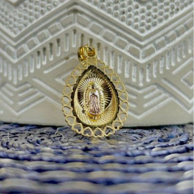 Minimalist Virgencita de Guadalupe Pendant TearDrop for Womens Girls 19x13 Gifts