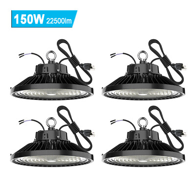 4Pack 150W UFO Led High Bay Light 22500lm Commercial Industrial Gym Light 5000K