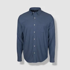 Cutter & Buck Men's Blue Windward Long-Sleeve Twill Button-Up Shirt Size L