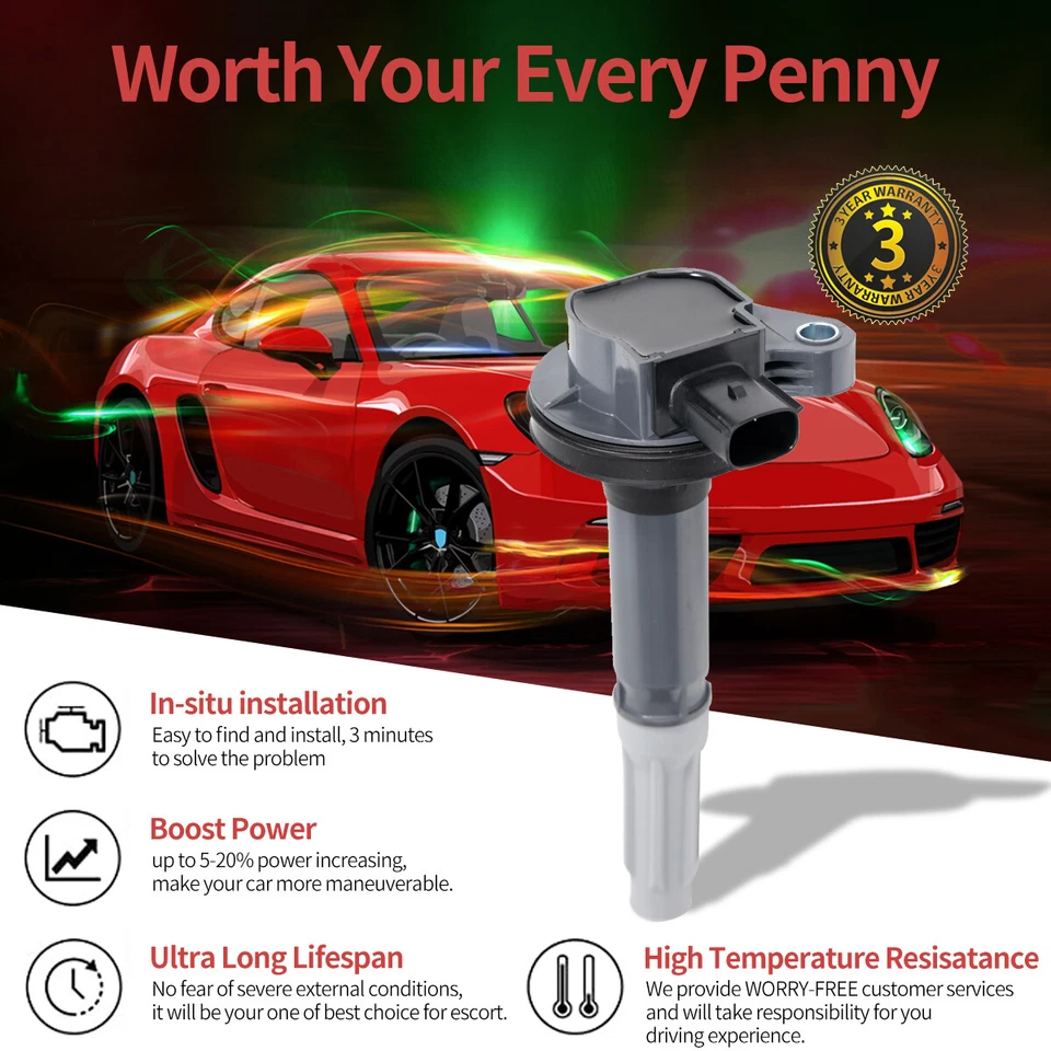 ✅Energy 8 Ignition Coil + Spark Plug For 5.0L 2011-2016 Ford F-150 Mustang UF622 - Image 3 of 4