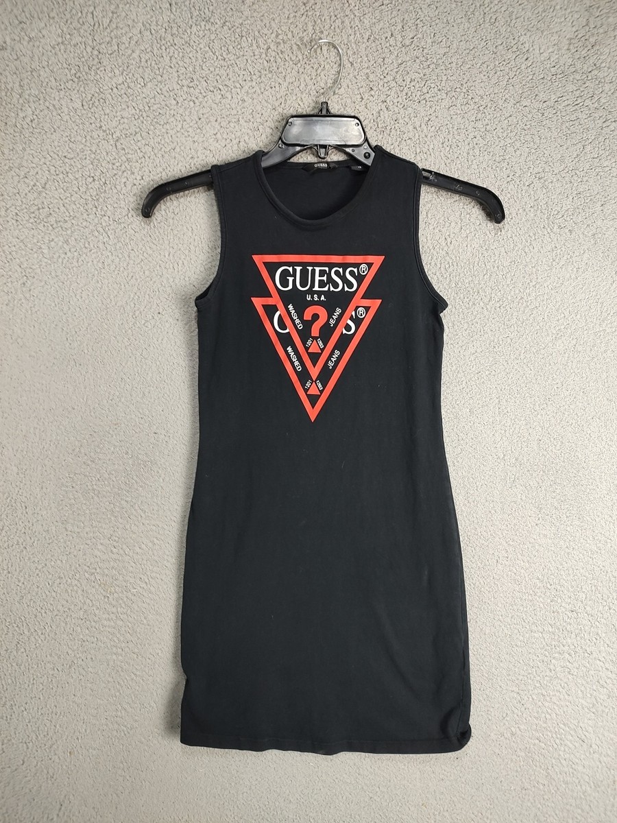 Guess T Shirt Dress Youth 12 Large Black Halter Tee Shirt Casual Beach Teen