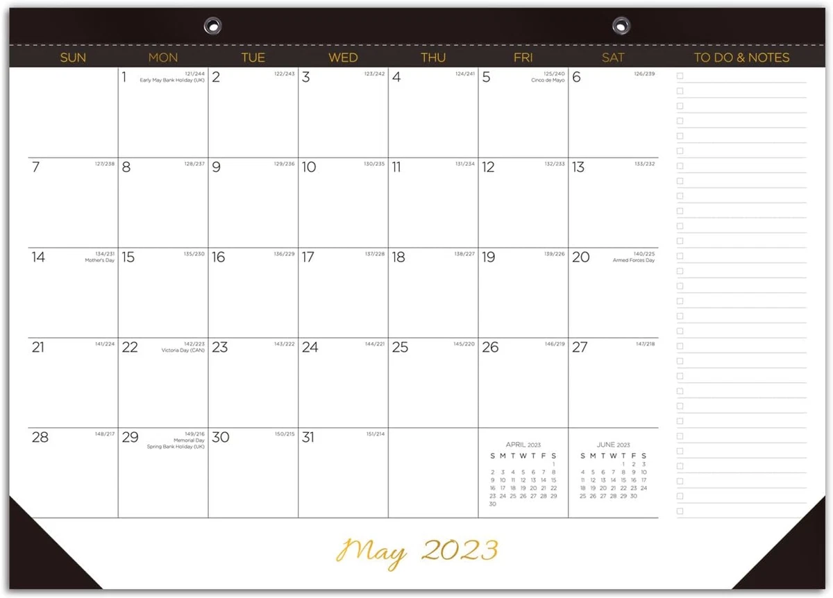 Desk Calendar 2023-2024 (18 Months from May 2023 to October 2024), 17" X  12" Lar | eBay