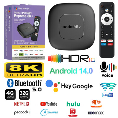 Android 14 Smart TV Box 8K HDMI Quad Core HD Bluetooth WIFI Media Stream Player