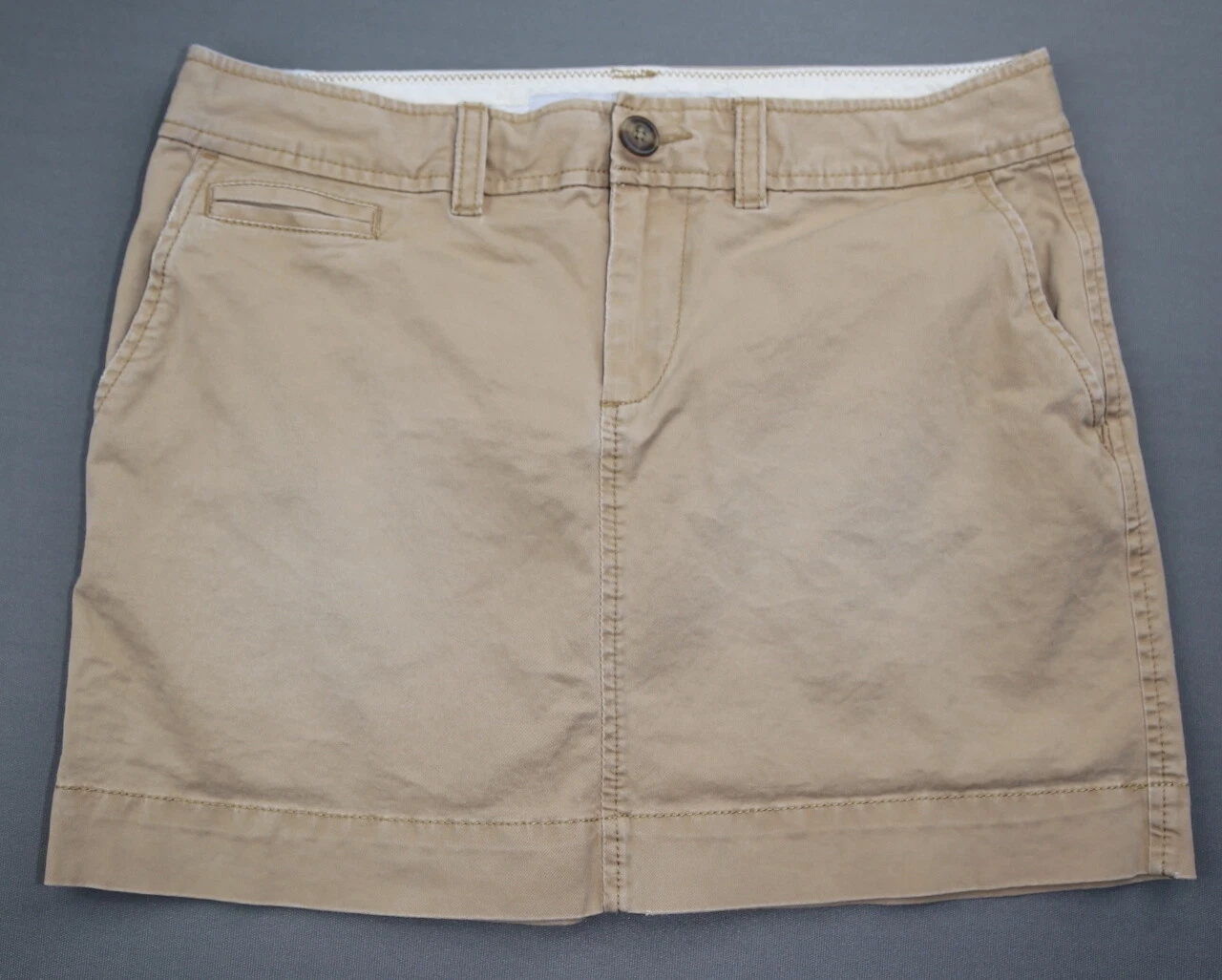 Vintage Women's 2009 Old Navy Chino Mini Skirt Beige Stretch Size 2 (Waist 28)