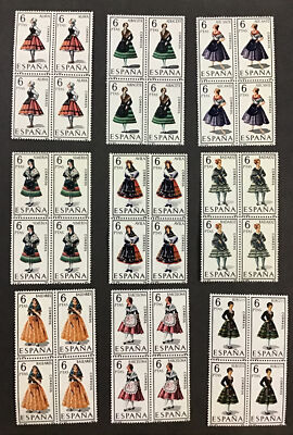 Spain 1967 VF-XF MNH Sc#1392-1441, in blocks of 4, Short 142-1444