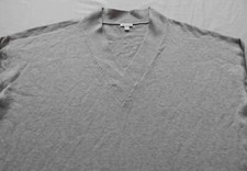 Merino Wool Gray V-Neck Sweater - 2XL Mens XXL Pullover Soft Gap