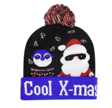 LED Christmas Winter Beanie Knit Hat Light Up Xmas Winter Warm Cap w/ Pom Pom US