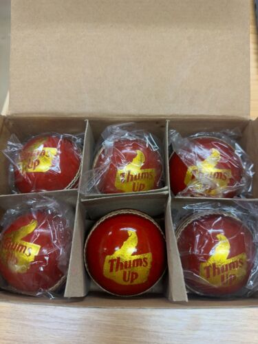 BOX OF 6 NEW BDM THUMS UP BUDGET 5.5 oz CRICKET BALL MATCH OR PRACTICE NEW - Picture 2 of 2
