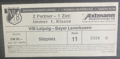 3941 ticket BL 93/94 VfB Leipzig-Bayer 04 Leverkusen, 07.05.1994