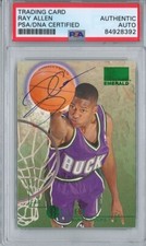 RAY ALLEN SIGNED 1996-97 SKYBOX EMERALD ROOKIE AUTO PSA DNA