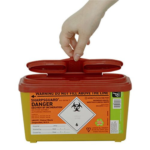 Sharpsguard Eco Orange Sharps Bin Compact 1 Litre c/w Handle - 2 Pack