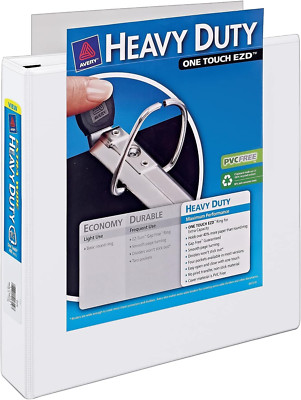 Avery Heavy-Duty View 3 Ring Binder, Extra Wide, 1.5'' EZD Rings, White Binder