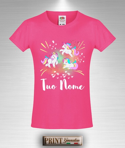 T-Shirt Colorata UNICORNO NOME PERSONALIZZATO Maglietta Regalo Bambino Bambina - Picture 14 of 20