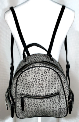 GUESS Black Backpack with Monogram Strap Guess Berta 4G Monogram Backpack in Black | Lyst main image 4
