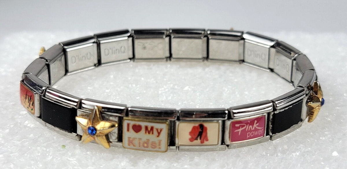 Quiges Italian Charm Modul 9 Mm – Edelstahl Mit Strass, Für Armband-Glieder