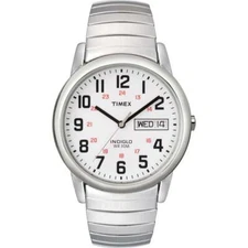 Timex T2N091 Men's Easy Reader Silver Stainless Steel Expansion Band Watch