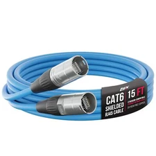 LyxPro CAT6 Shielded Ethercon RJ45 Xlr Cable - Male to Male, 15 feet, Blue