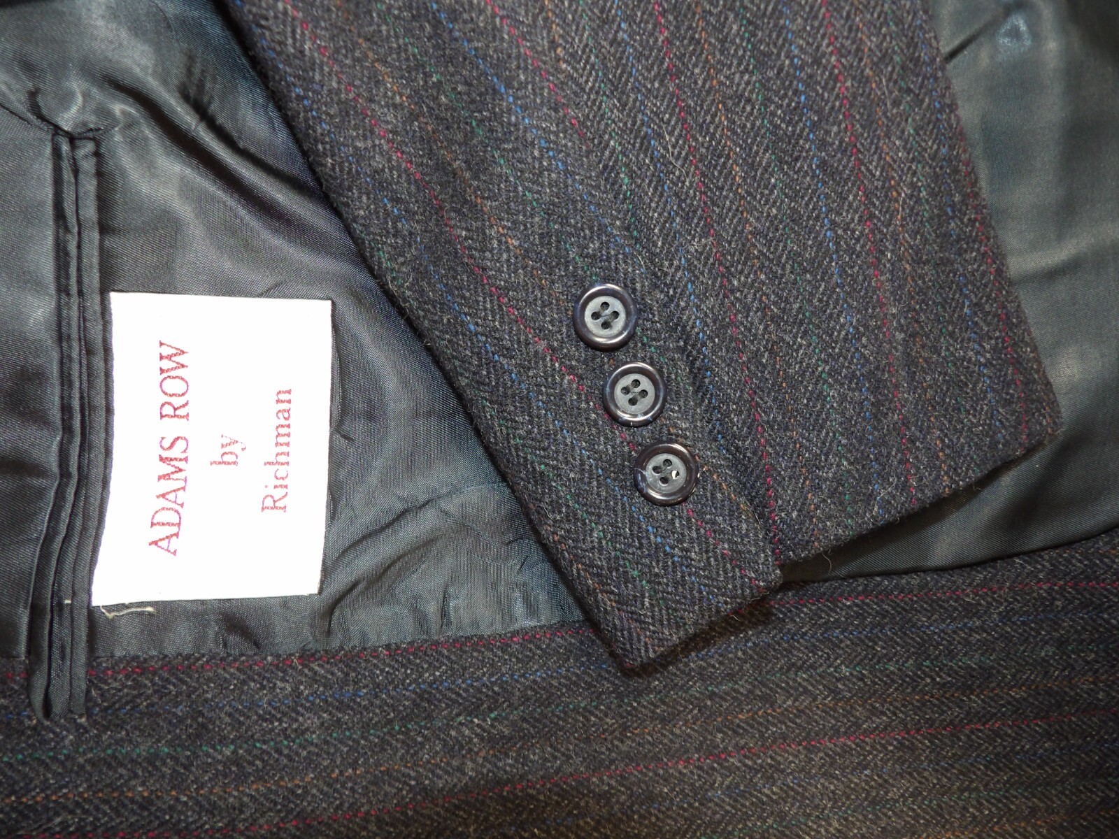 Blazer uomo cappotto sportivo giacca Adams fila 40r blu H.B righe 100% lana S#4