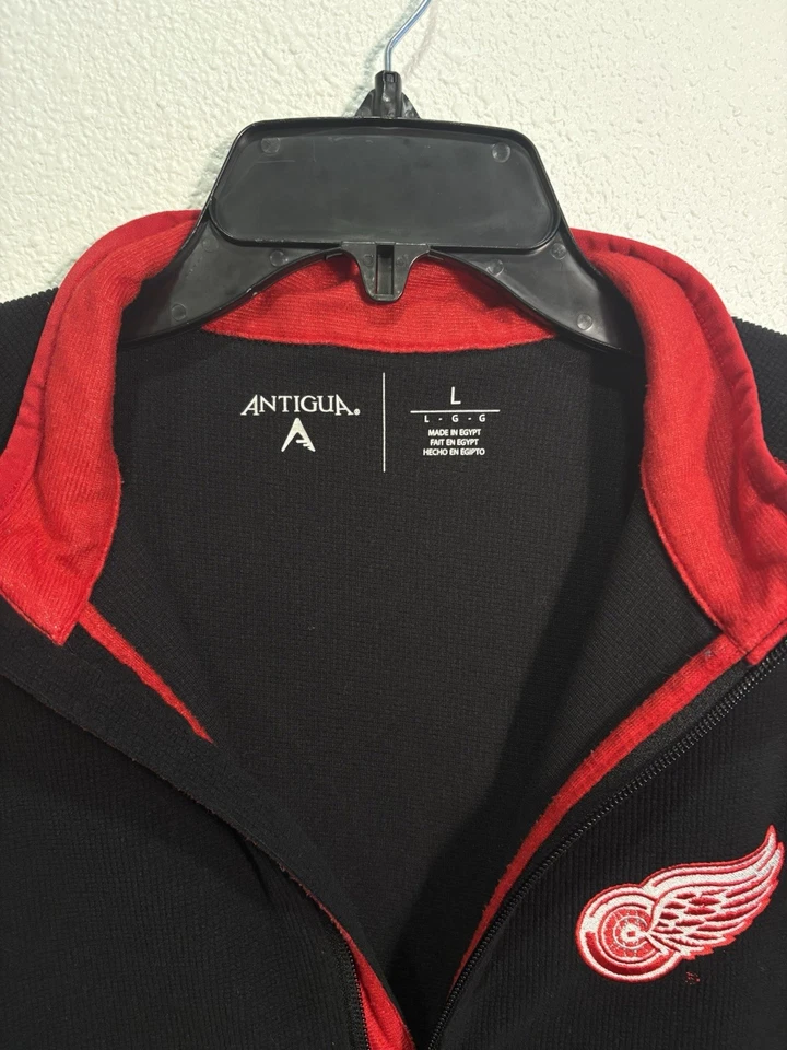 Mens Antigua NHL Redwings 1/4 Zip Thermal Long Sleeve Pullover Sz L - Image 3 of 4