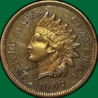 1907 Indian Head Cent Almost Uncirculated AU Coin, Cleaned #41616