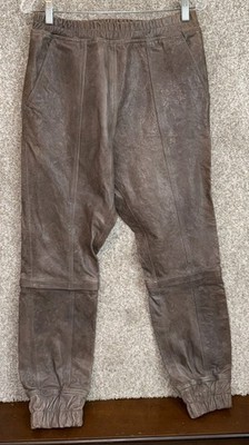 Nicholas K Womens Size Small Brown 100% Sheep Leather Sweatpants Zip Off Leg