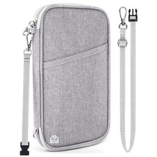Passport Holder for Travel, RFID Blocking Wallet for Family, Grey