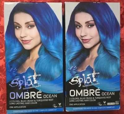2 Splat Hair Dye Ombre Ocean Turquoise Reef & Blue Crush Hair Color Complete Kit