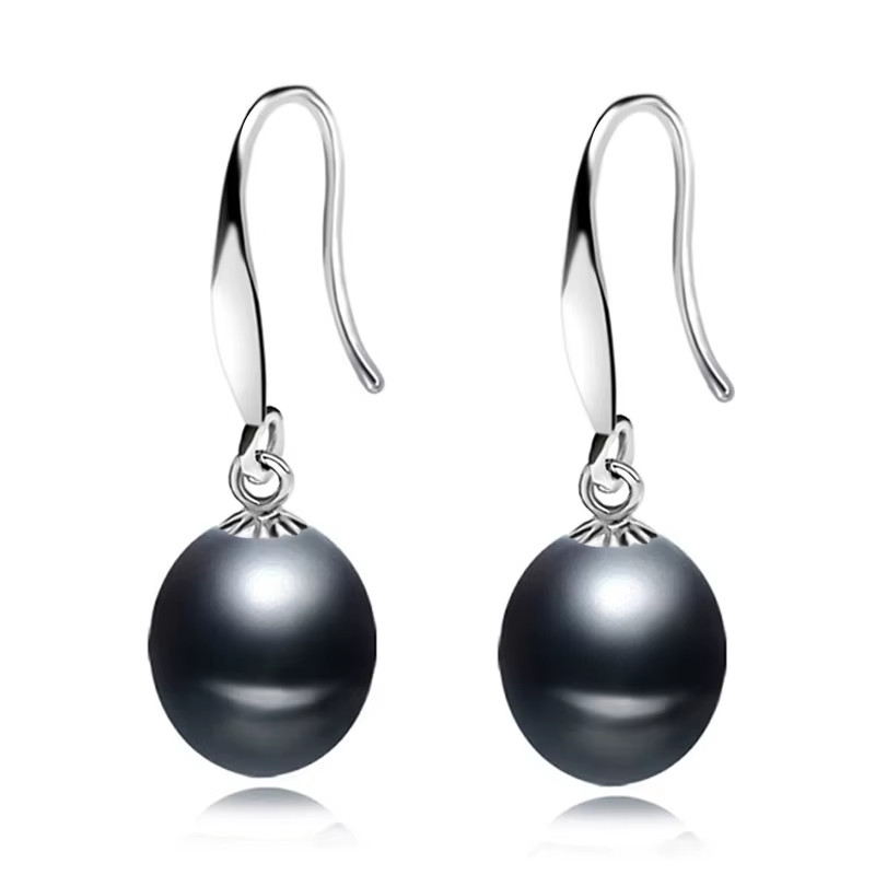 Boucles d'oreilles perles grises d'eau douce anti-allergie hypoallergéniques