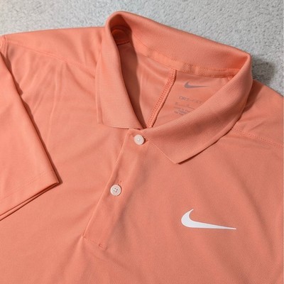 Nike Polo Shirt Mens Med Coral Orange Dri-FIT Short Sleeve BV0354-693
