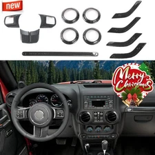 Carbon Fiber Full Set Interior Accessories Cover Trim For Jeep Wrangler JK 11-18