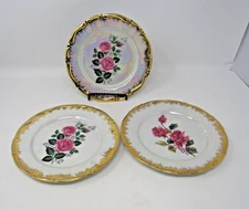 3pics. Karl SBader Lusterware Porcelain RW Bavaria Scalloped Dessert Plate Rose