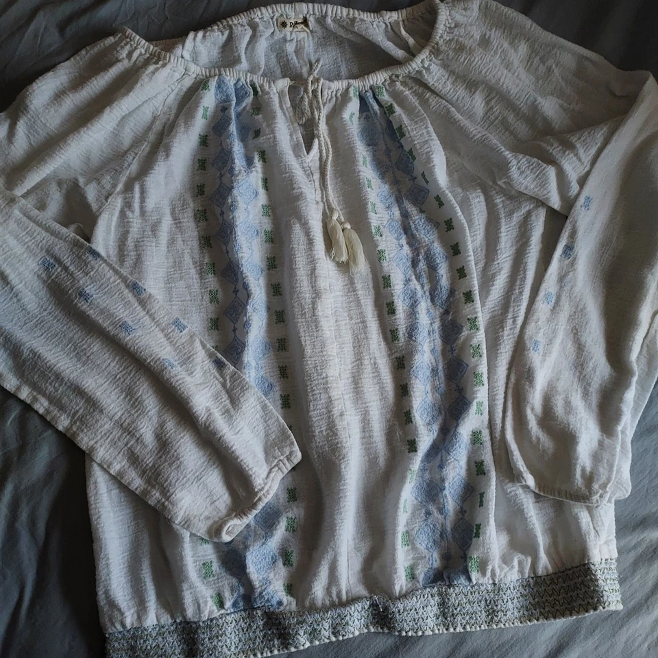 Top campesino boho bordado para mujer talla L Foto 3 de 4