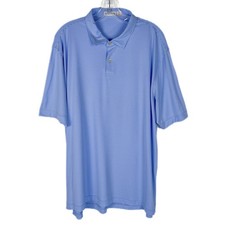 Peter Millar Featherweight Polo Shirt Mens XL Light Blue White Stripe Golf EUC