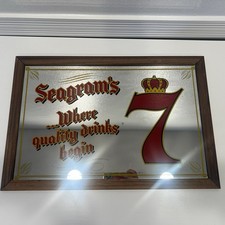 Vintage Seagram's 7 Whiskey Bar Pub Promotional Advertising Mirror Sign Picture