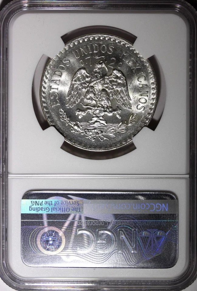 Mexico ESTADOS UNIDOS MEXICANOS Silver 1938 M Peso NGC MS64 GEM BU KM# 455 (4) - Image 3 of 4