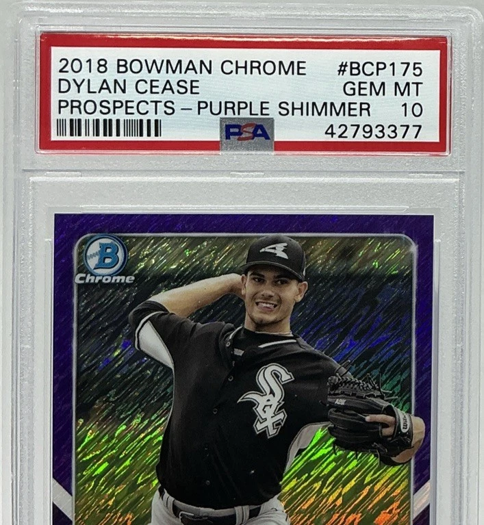 Dylan Cease Rookie PSA 10 -2018 Bowman Chrome Prospects Purple Shimmer /655 - Image 2 of 4